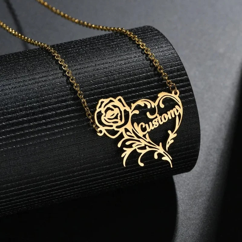 Özel ad gül kalp Charm kolye r - Birth Flower Necklace incelemesi ve fiyatı